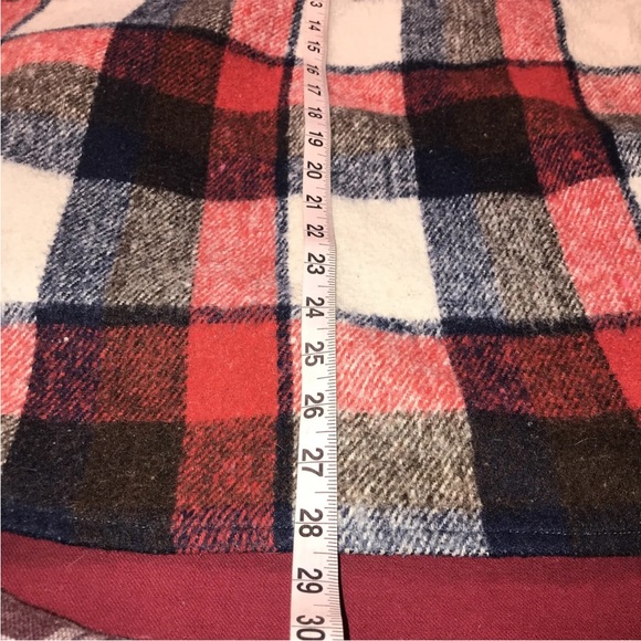 Vintage CPO red WIDE PLAID wool JACKET montgomery Ward Flannel anchor buttons M - Picture 5 of 10